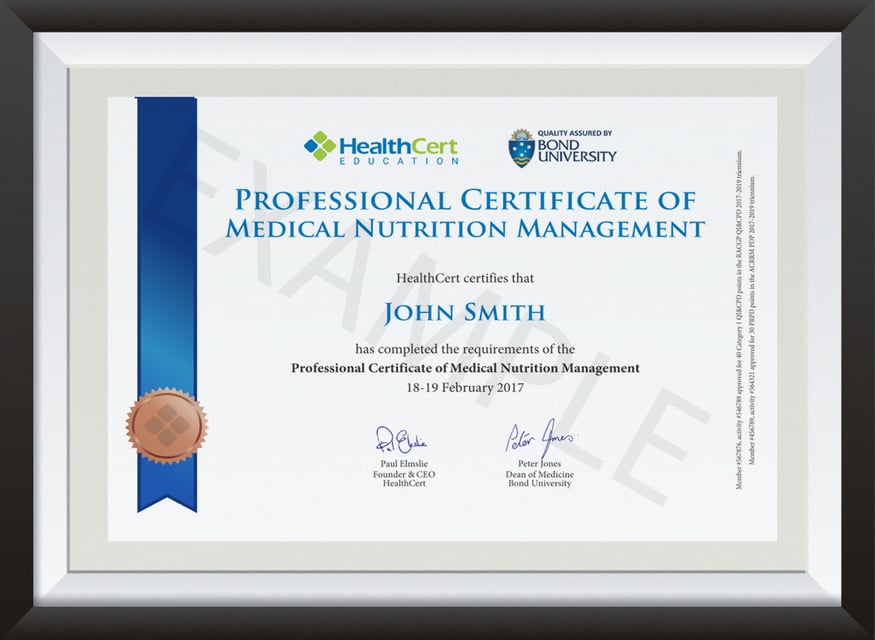 Professional Certificate of Medical Nutrition Management